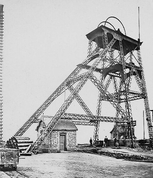 Coal mine lattice steel headgear early 1900s