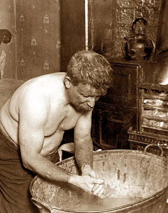 Framed Print : Coal Mining Miner at end of his shift early 1900s Framed Print : Coal Mining Miner at end of his shift early 1900s