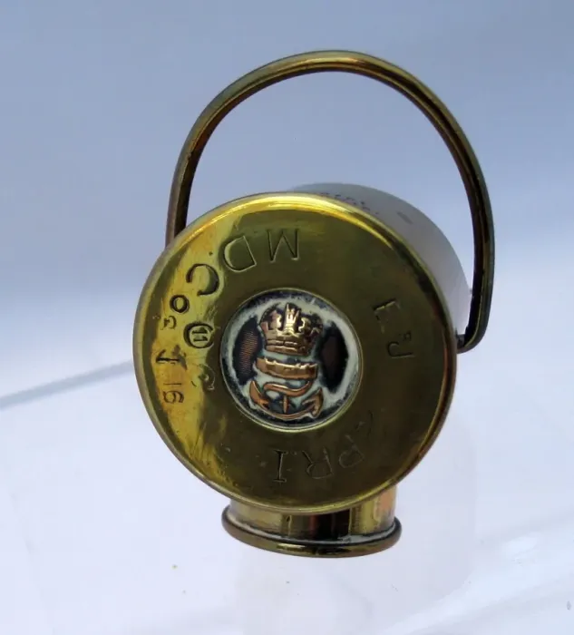 Framed Print : A coal-scuttle made from two types of shell cases Framed Print : A coal-scuttle made from two types of shell cases