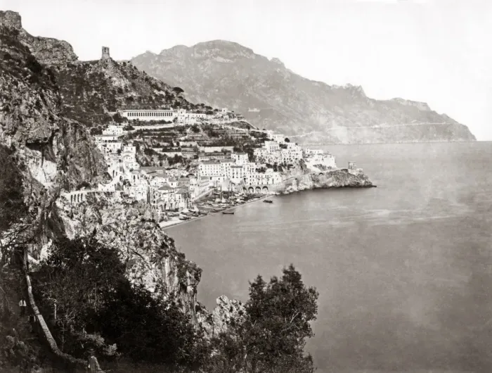 Framed Print : The coast at Amalfi, Italy, circa 1880s Framed Print : The coast at Amalfi, Italy, circa 1880s
