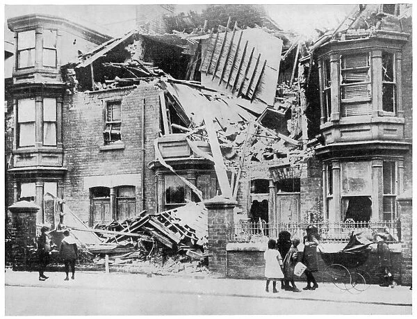 Coastal Bombardment. Damage in Hartlepool following bombardment by the German Navy