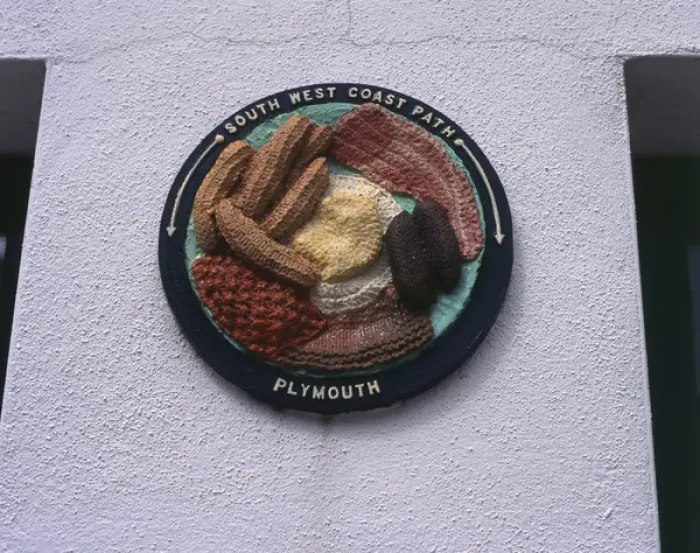 Framed Print : Coastal footpath plaque, Plymouth, Devon Framed Print : Coastal footpath plaque, Plymouth, Devon
