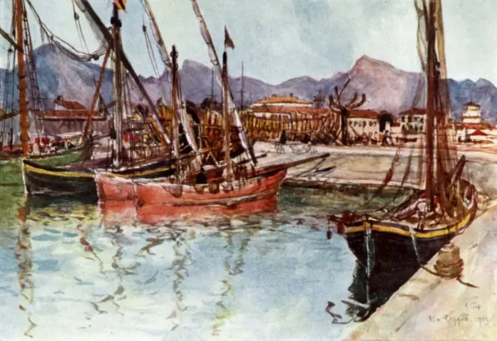 Framed Print : Coasting vessesl in the Harbour at Viareggio, Italy Framed Print : Coasting vessesl in the Harbour at Viareggio, Italy