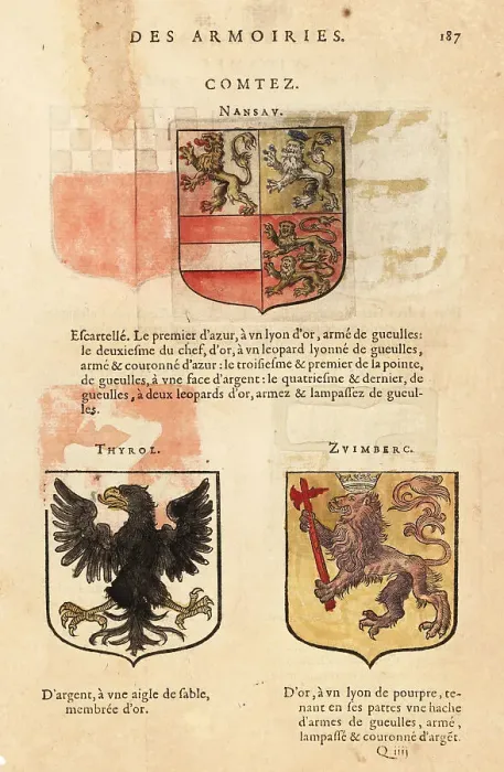 Framed Print : Coat of arms of the Counties of Nassau, Tyrol, and Zuimberc Framed Print : Coat of arms of the Counties of Nassau, Tyrol, and Zuimberc