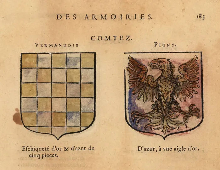 Framed Print : Coat of arms of the Counts of Vermandois, Pigny, Livey, Pont-Yev Framed Print : Coat of arms of the Counts of Vermandois, Pigny, Livey, Pont-Yev