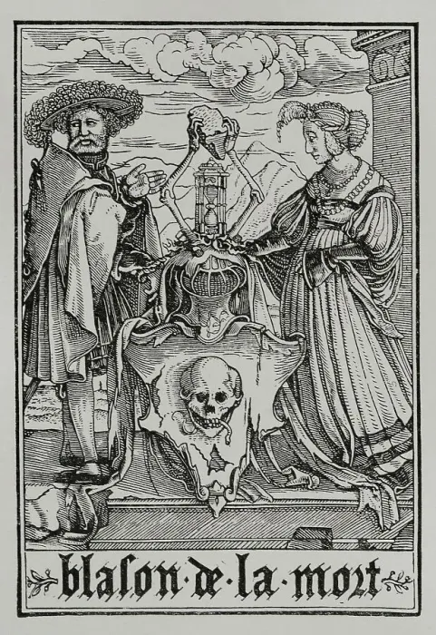 Framed Print : The coat of arms of Death. A married couple belonging Framed Print : The coat of arms of Death. A married couple belonging