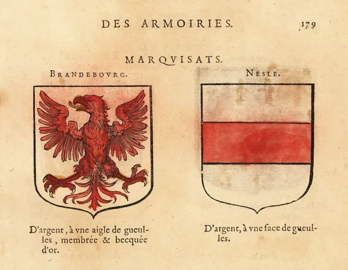 Framed Print : Coat of arms of the Margraviates of Brandenburg and Nesle Framed Print : Coat of arms of the Margraviates of Brandenburg and Nesle
