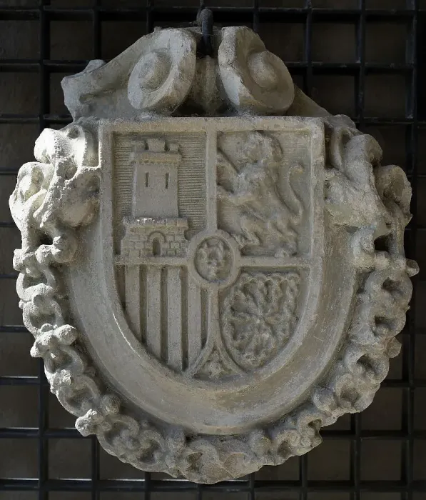 Framed Print : Coat of arms of Spain. From La Coruna match factory Framed Print : Coat of arms of Spain. From La Coruna match factory
