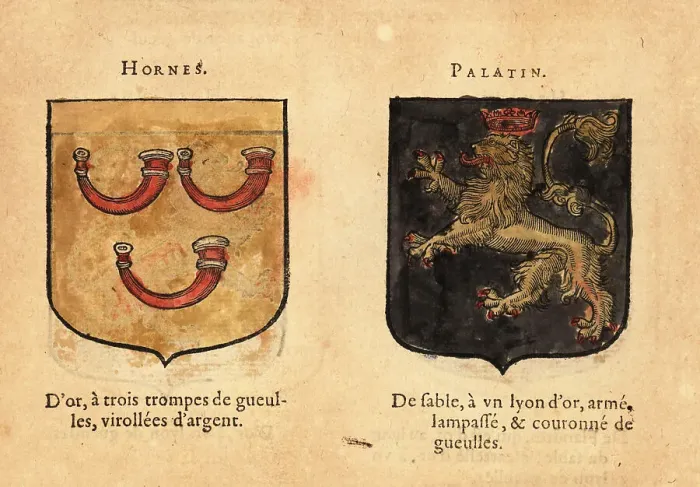 Framed Print : Coats of arms of the Counts of Horne and the Palatine of the Rhi Framed Print : Coats of arms of the Counts of Horne and the Palatine of the Rhi