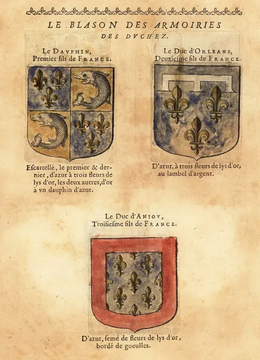 Framed Print : Coats of arms of the Dauphin, Duke of Orleans and Duke of Anjou Framed Print : Coats of arms of the Dauphin, Duke of Orleans and Duke of Anjou