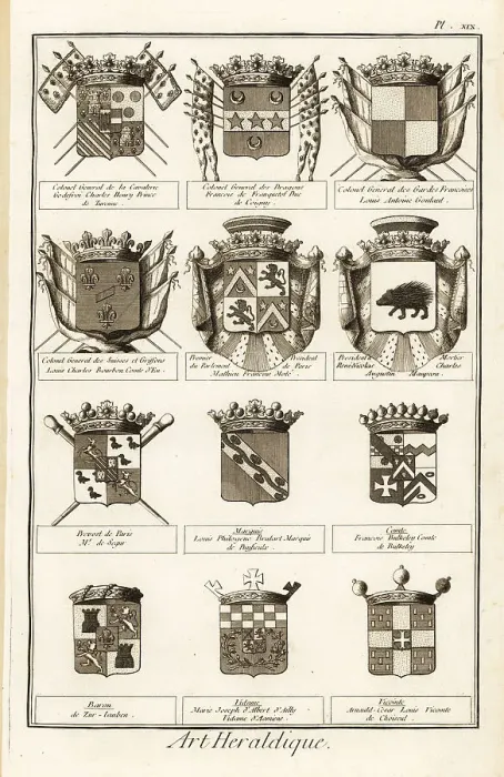 Framed Print : Coats of arms of the French dignitaries, 18th century Framed Print : Coats of arms of the French dignitaries, 18th century