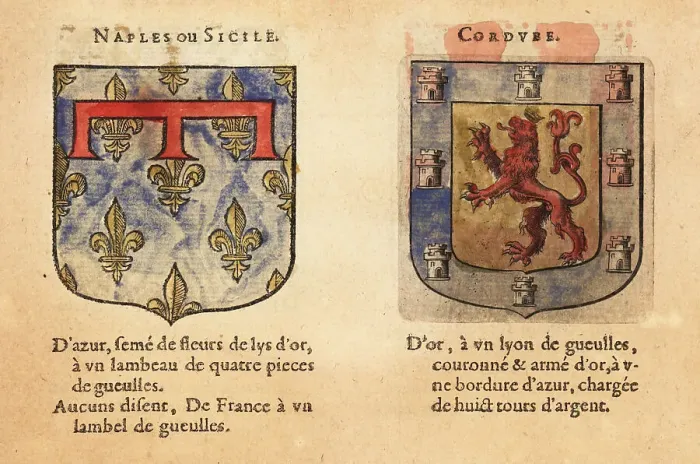 Framed Print : Coats of arms of the Kingdoms of Naples and Cordoba Framed Print : Coats of arms of the Kingdoms of Naples and Cordoba