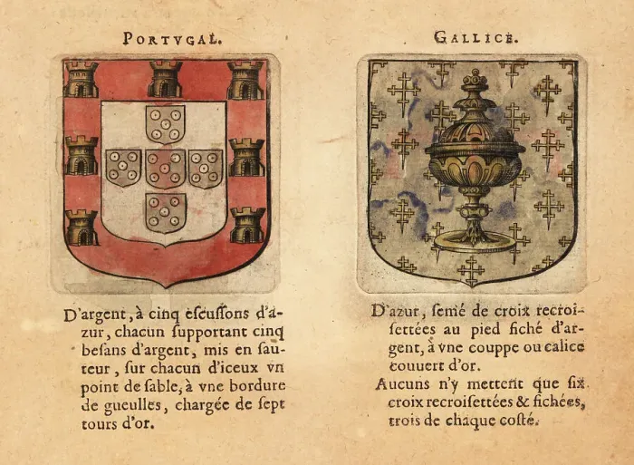 Framed Print : Coats of arms of the kingdoms of Portugal and Gallicia Framed Print : Coats of arms of the kingdoms of Portugal and Gallicia