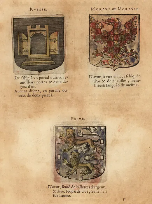 Framed Print : Coats of arms of the Kingdoms of Russia, Moravia and Fresia Framed Print : Coats of arms of the Kingdoms of Russia, Moravia and Fresia