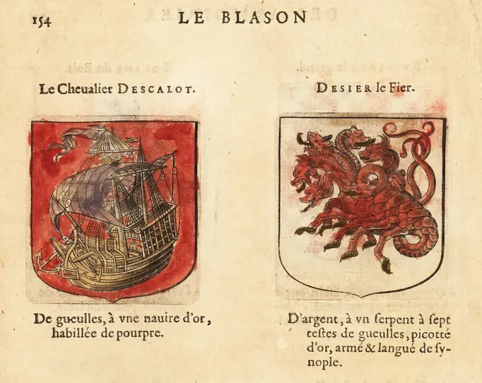 Framed Print : Coats of arms of the Knight attired in Scarlet and Dezier the Fi Framed Print : Coats of arms of the Knight attired in Scarlet and Dezier the Fi