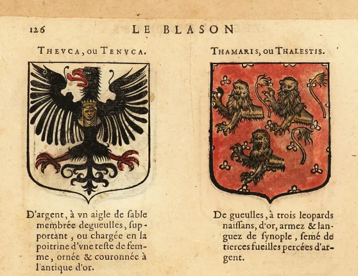 Framed Print : Coats of arms of Teuta, Queen of the Ardiaei, and Tomyris, Queen Framed Print : Coats of arms of Teuta, Queen of the Ardiaei, and Tomyris, Queen
