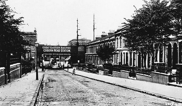 Coborn Road with station bridge, Bow, East London