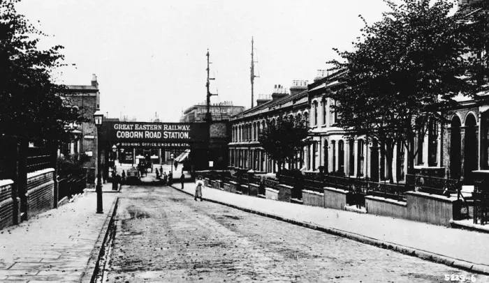 Framed Print : Coborn Road with station bridge, Bow, East London Framed Print : Coborn Road with station bridge, Bow, East London