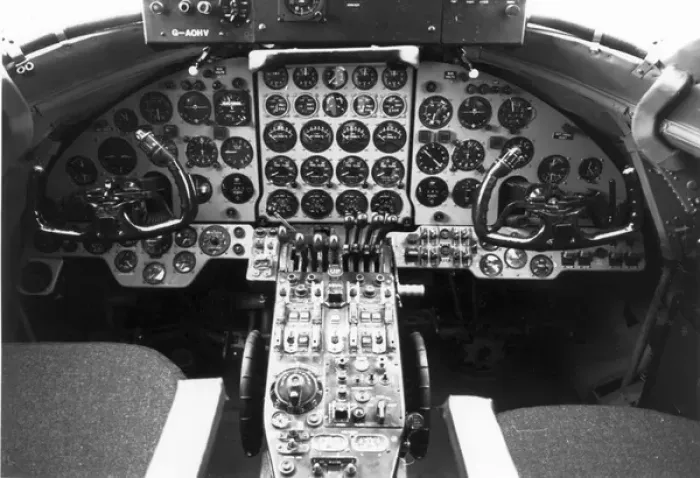 Framed Print : Cockpit of Vickers Viscount 802 G-AOHV - British Air Ferries Framed Print : Cockpit of Vickers Viscount 802 G-AOHV - British Air Ferries