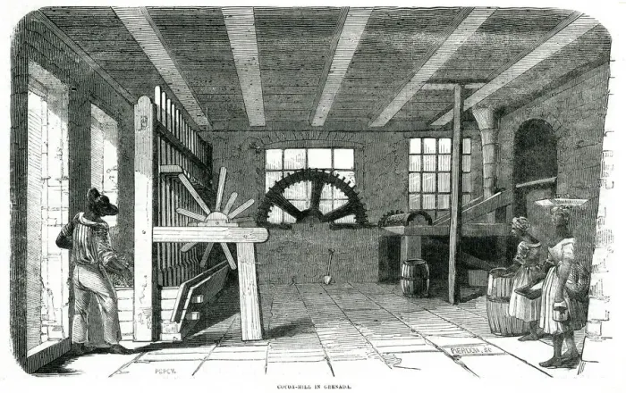Framed Print : Cocoa mill in Grenada 1855 Framed Print : Cocoa mill in Grenada 1855