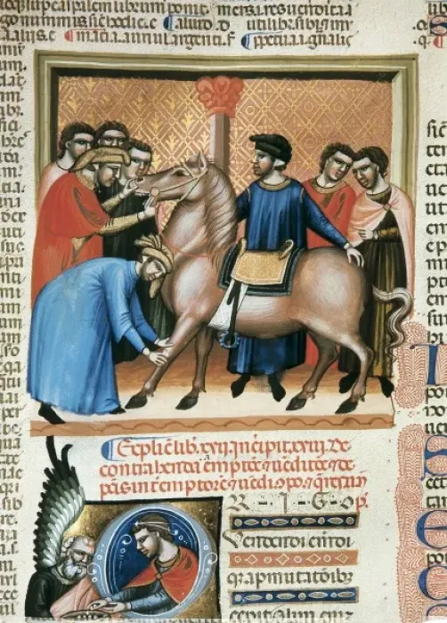 Framed Print : Codex Justinianus (1350). Selling a horse. Byzantine Framed Print : Codex Justinianus (1350). Selling a horse. Byzantine