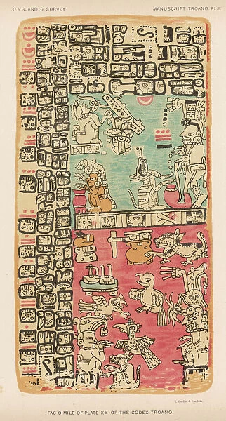Codex Troano - 1. Part of a Calendar used by Maya priests, depicting gods