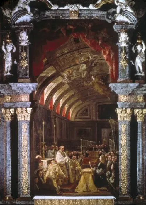 Framed Print : COELLO, Claudio (1642-1693). The Adoration of Framed Print : COELLO, Claudio (1642-1693). The Adoration of
