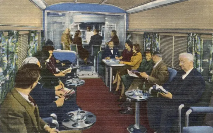 Framed Print : Coffee Shop Club, Blue Bird streamliner train, USA Framed Print : Coffee Shop Club, Blue Bird streamliner train, USA