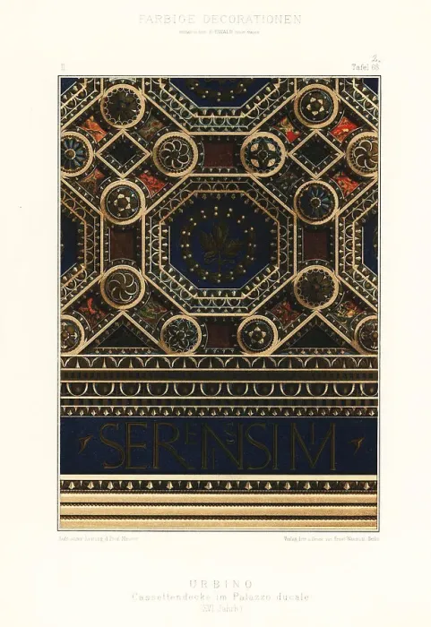 Framed Print : Coffered ceiling in the Ducal Palace, Urbino, Italy, 16th centur Framed Print : Coffered ceiling in the Ducal Palace, Urbino, Italy, 16th centur