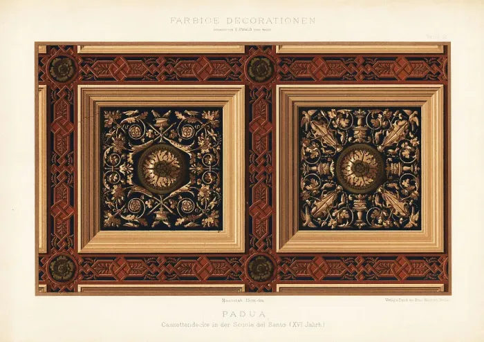 Framed Print : Coffered ceiling in the Scuola del Santo, Padua, 16th century Framed Print : Coffered ceiling in the Scuola del Santo, Padua, 16th century