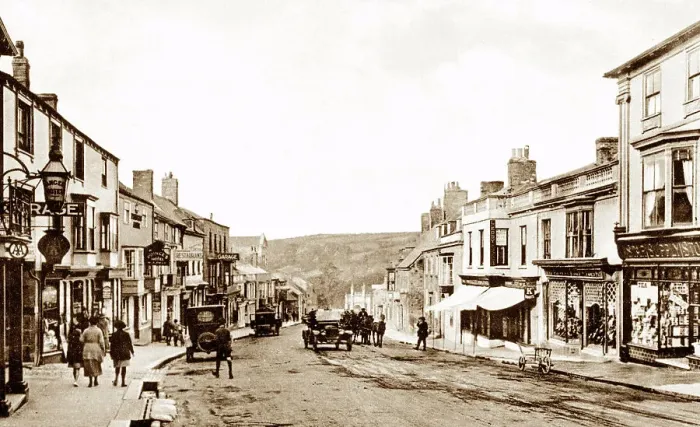 Framed Print : Coinage Hall Street, Helston early 1900's Framed Print : Coinage Hall Street, Helston early 1900's