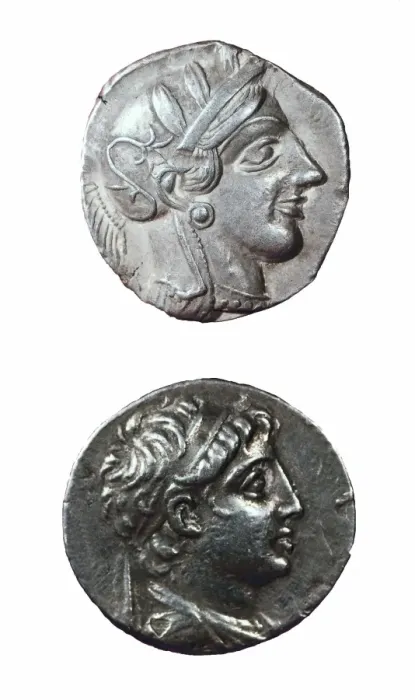 Framed Print : Coins from Palestine: representation of Athena Framed Print : Coins from Palestine: representation of Athena