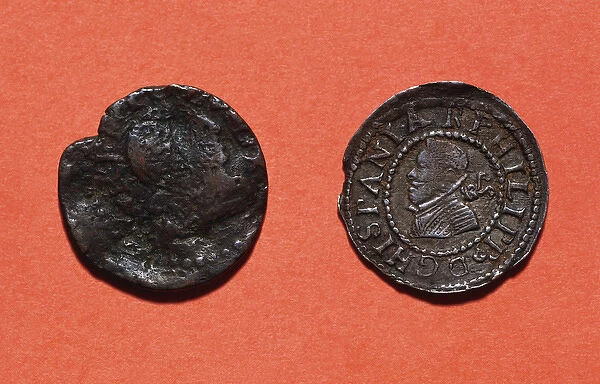 Coins. Seisavo, left and Ardite, right. 16th-17th centuries