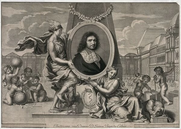 Colbert. Jean Baptiste Colbert, head-and-shoulders portrait in medallion