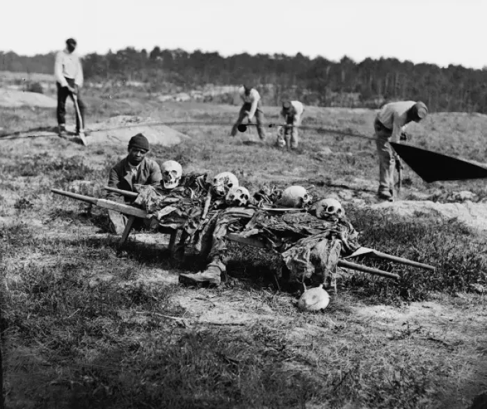 Framed Print : Cold Harbor, Va. African Americans collecting bones of soldi Framed Print : Cold Harbor, Va. African Americans collecting bones of soldi
