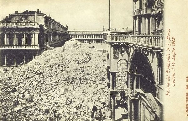 Collapse of the Campanile in St Marks Square, Venice