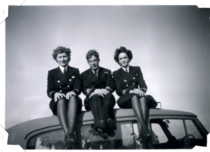 Framed Print : Three colleagues at Lessingen, Germany, WW2 Framed Print : Three colleagues at Lessingen, Germany, WW2