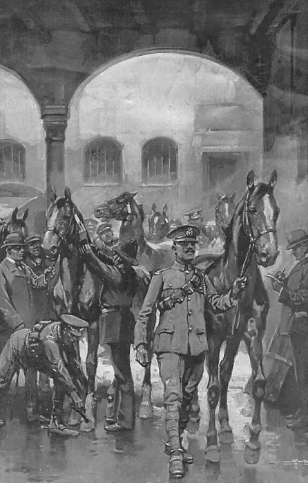 Framed Print : Collecting and branding horses, WW1 Framed Print : Collecting and branding horses, WW1