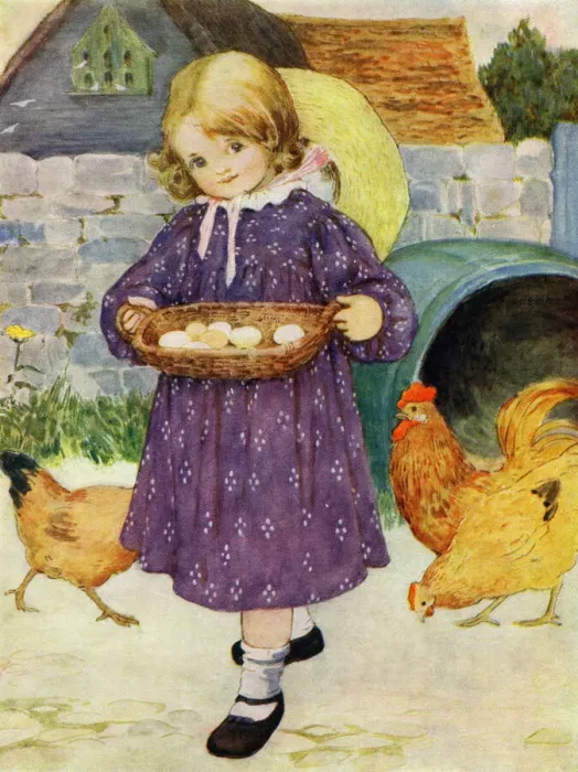 Framed Print : Collecting hens eggs Framed Print : Collecting hens eggs