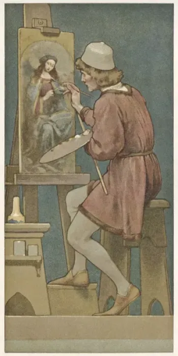 Framed Print : Collectors card, artist at work