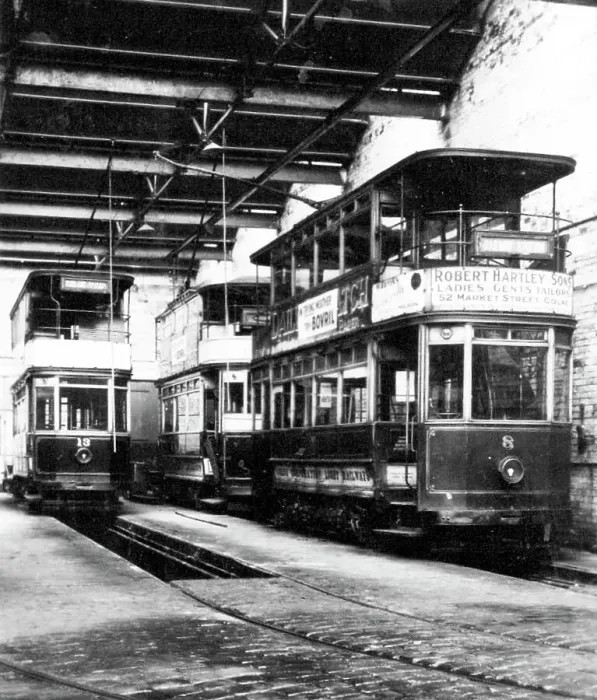 Framed Print : Colne Corporation tram depot, early 1900s Framed Print : Colne Corporation tram depot, early 1900s