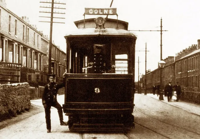 Framed Print : Colne Corporation tram, early 1900s Framed Print : Colne Corporation tram, early 1900s