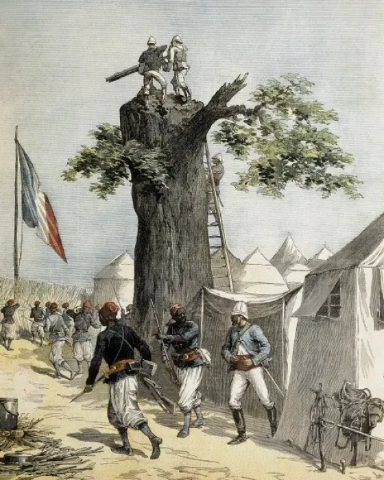 Framed Print : Colonial Africa. French defence post in Upper Framed Print : Colonial Africa. French defence post in Upper