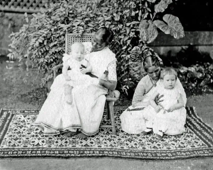 Framed Print : Colonial children and their Indian nurses Framed Print : Colonial children and their Indian nurses