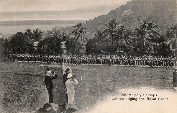 Colonial troops acknowledge Royal Salute - Jamaica