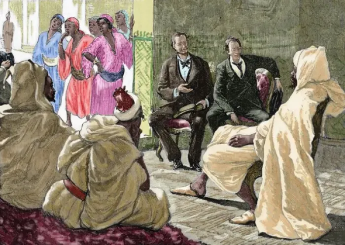 Framed Print : Colonialism. Morocco. Reception of the Grand Vizier to a Fre Framed Print : Colonialism. Morocco. Reception of the Grand Vizier to a Fre