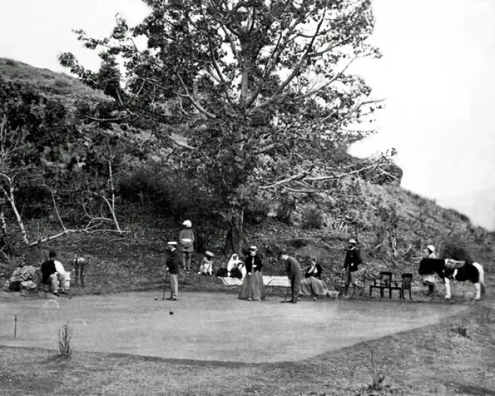 Framed Print : Colonials playing croquet, India Framed Print : Colonials playing croquet, India