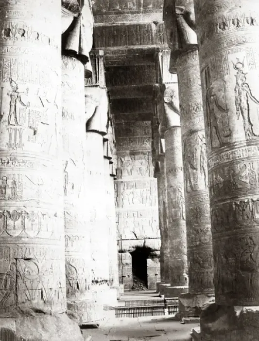 Framed Print : Colonnade, Denderah, Egypt, circa 1880s Framed Print : Colonnade, Denderah, Egypt, circa 1880s
