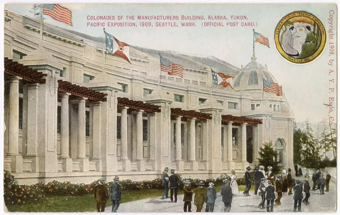 Framed Print : Colonnades of the Manufacturers Building, Alaska Yukon Pacific Exposition, Seattle, Washington, USA Date: 1908 Framed Print : Colonnades of the Manufacturers Building, Alaska Yukon Pacific Exposition, Seattle, Washington, USA Date: 1908