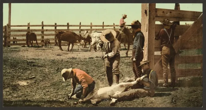 Framed Print : Colorado. Branding calves Framed Print : Colorado. Branding calves